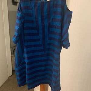 Soft Surroundings Navy Plaid Top